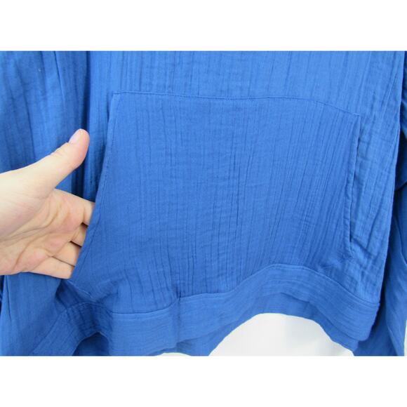 NWT Lotus and Luna Large Cobalt Baja Pullover 100% Cotton Hooded Lightweight - Picture 6 of 9